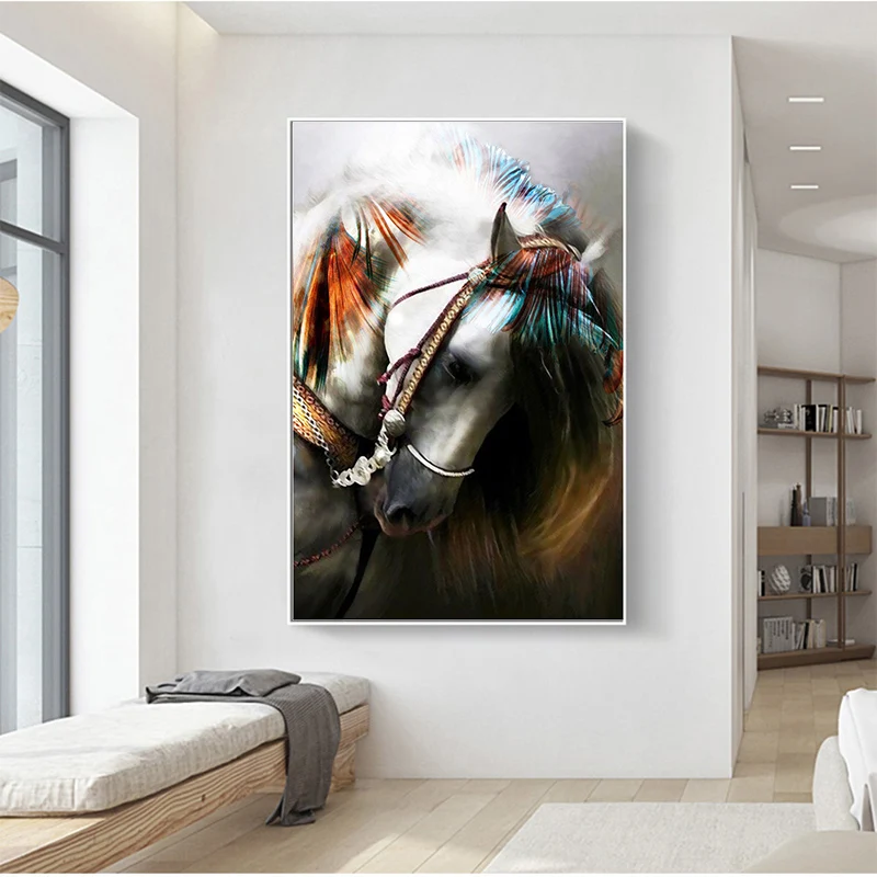 

Animal Poster White Horse Canvas Painting Poster And Prints Wall Art Pictures For Living Room Modern Artworks Bedroom Home Decor