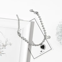 korea black love pendant bracelet female niche design sense fashion girl accessories simple temperament jewelry couple bracelet