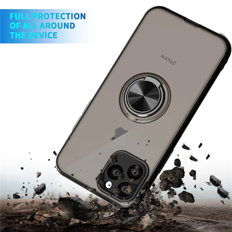 Магнитный чехол-подставка для телефона для iPhone 11 Pro Max кольцо на палец прозрачная броня для iPhone 11 Pro 7 8 6 6S Plus XR XS Max X