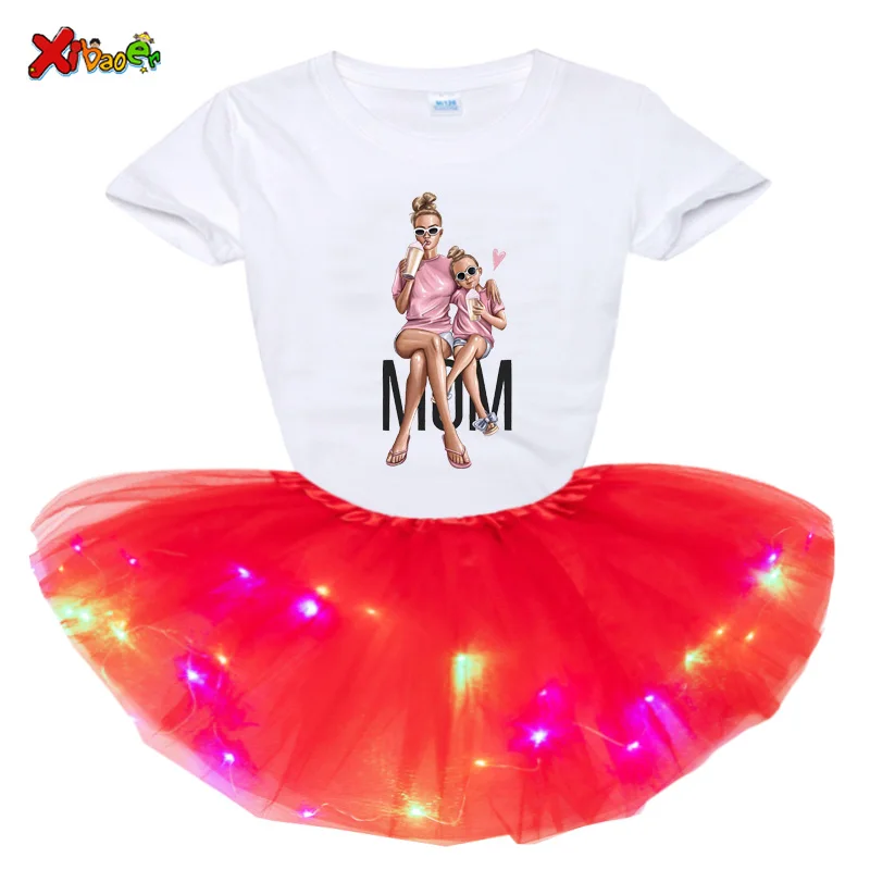 Girls Short Sleeve T-shirt+Dresses Sets Princess Kids Dresses Girls Causal Wear Dress 3-8Years Girls Dress Birthday Party Dress