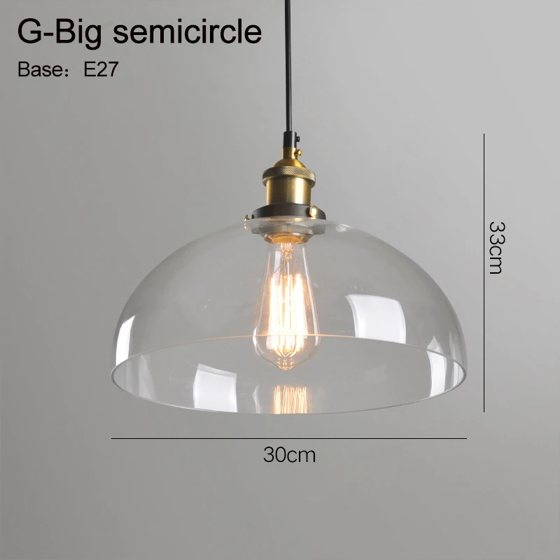 G-Big semicircle Светильник-лампа, подвесной светильник, Янтарный/дымчатый серый стеклянный подвесной светильник для ресторана, винтажный выдвижной настенный светильник, американский стиль ZDD0024 - Цвет корпуса: G-Big semicircle