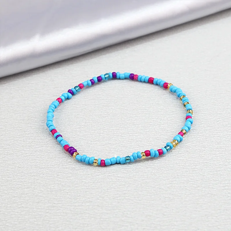 

Fashion Bohemian Colorful Beads Anklets For Women Girls Elastic Multicolor Boho Beach Beaded Anklet Bracelet Foot Chain Jewelry