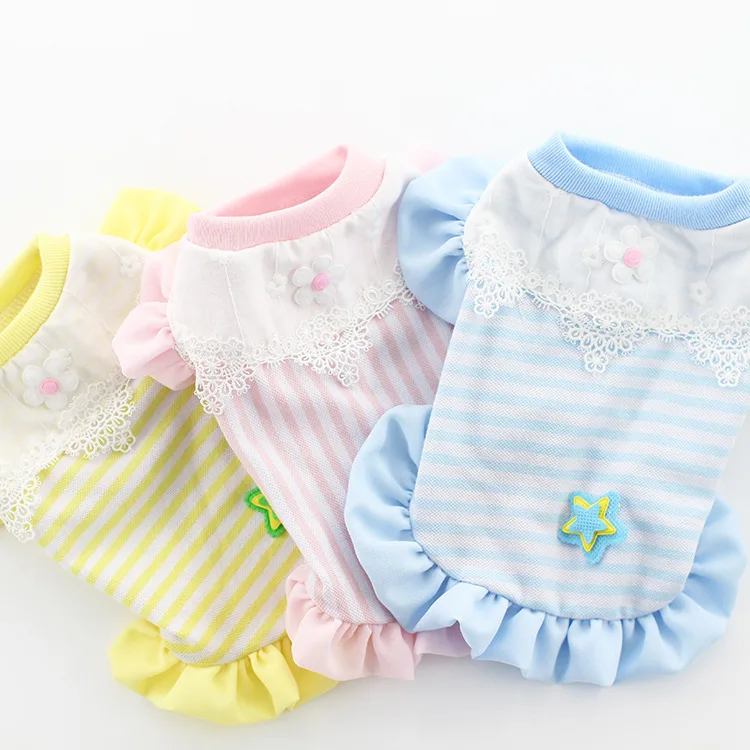 Платье жилет для собак в полоску летняя одежда из 100% хлопка кошек чихуахуа