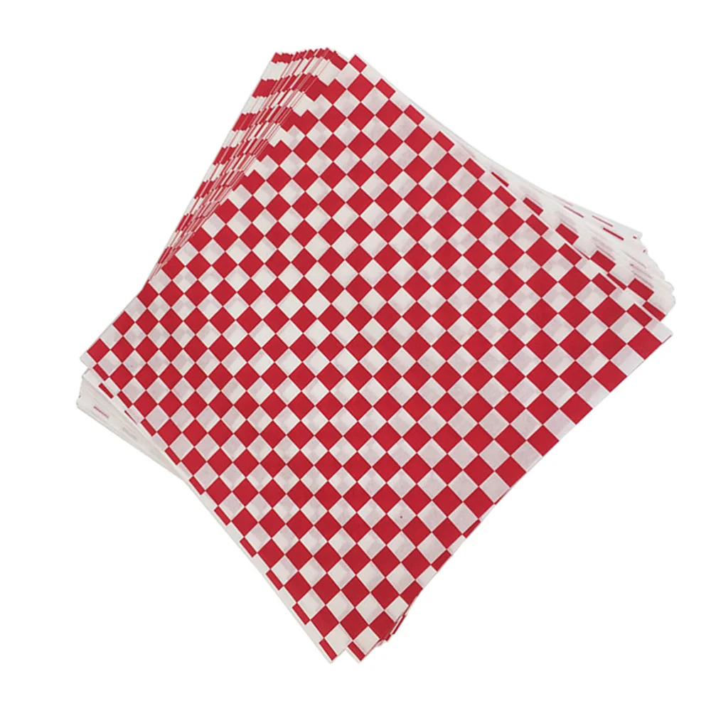 100 шт. Еда упаковочная Бумага в красную клетку одноразовые картофеля фри лист