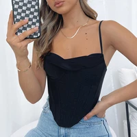 2022 spring summer crop tops women sleeveless backless sexy square collar t shirt zipper corset fashion solid ladies tank top