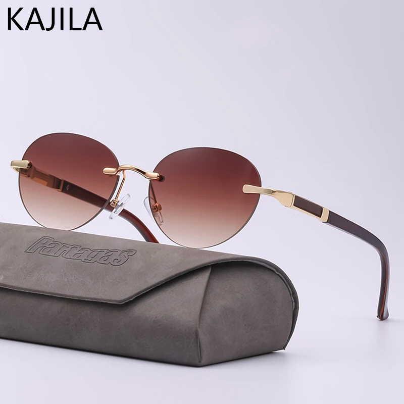 

Round Rimless Sunglasses Women 2021 Luxury Brand Frameless Sun Glasses For Men With The Box Vintage Ladies Sunglass Zonnebril