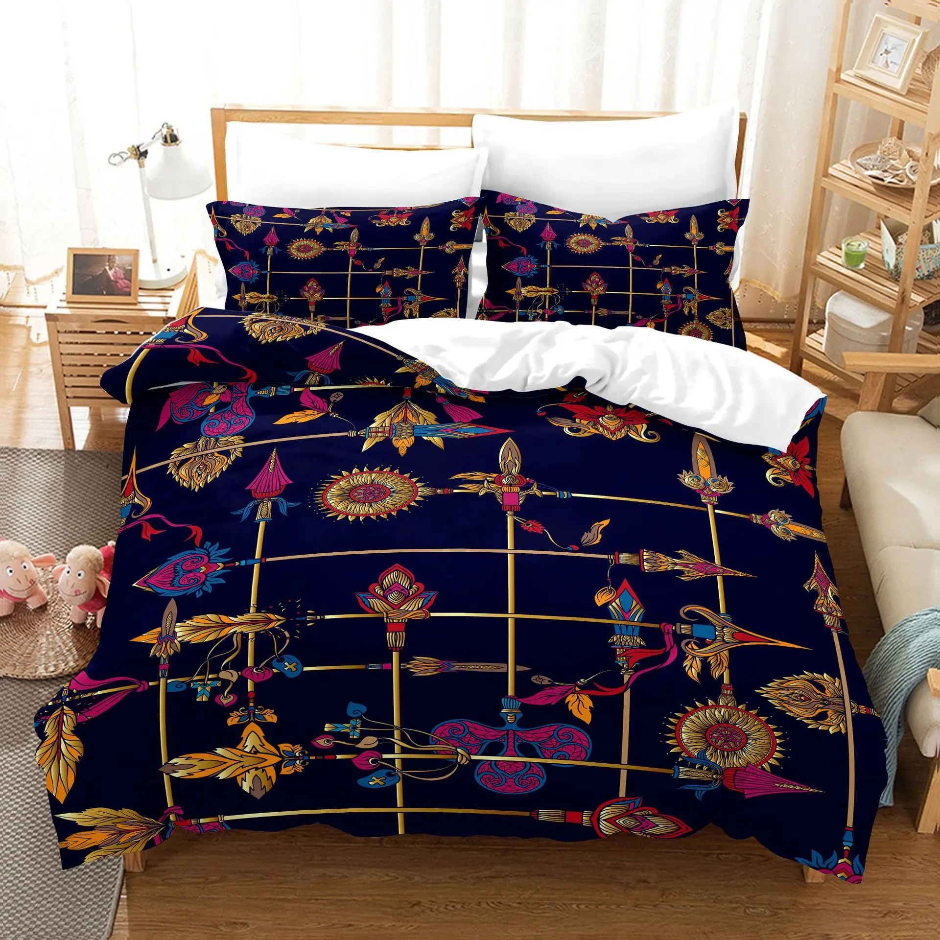 

2021 Fashion Bedding Set 2/3pcs 3d Digital Chinese Elements Printing Duvet Cover Sets Twin Double Full Queen King