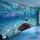 Настенные водонепроницаемые клеящиеся 3D-обои, плотные 3D-обои с изображением подводного мира рыбы, для детской комнаты, ванной
