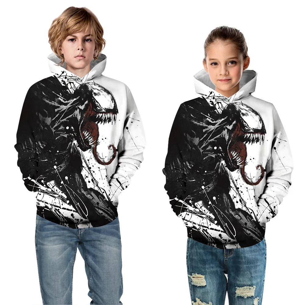Autumn Winter Children's Hoodies Coat Kids Superhero Printed Sportwear 5-14y Boys Girls Hooded Sweats Child Sports Tops Pullover