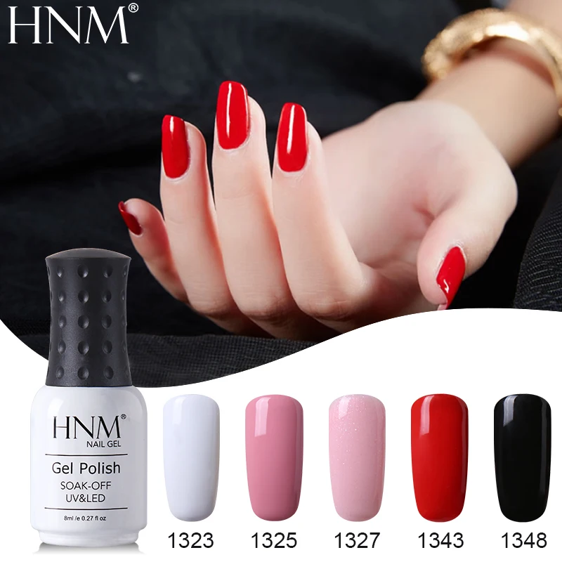 HNM 8 мл чистый 28 цветов УФ гель для ногтей Soak Off Lucky лак праймер Led Гибридный
