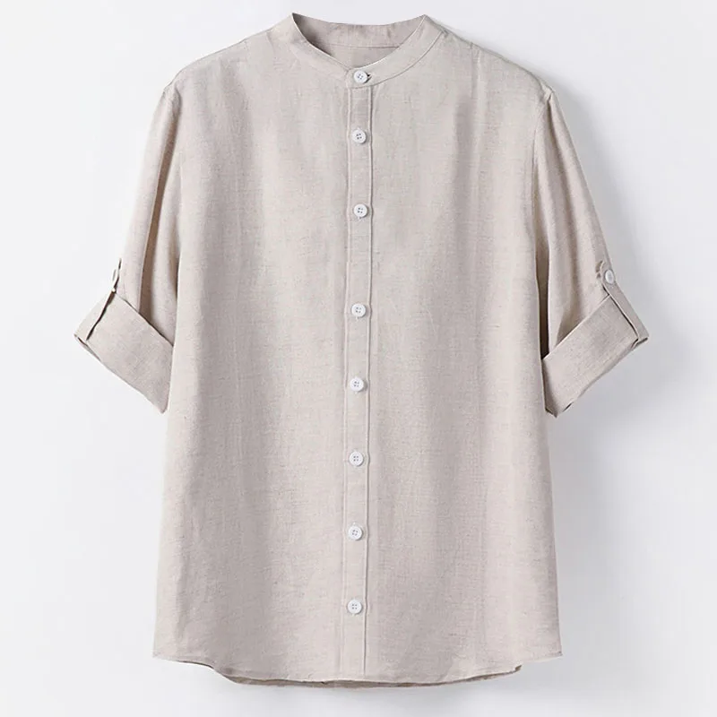 

Spring autumn Plus size men shirt 5XL 6XL 7XL 8XL bust 144cm Loose cotton linen shirts for men 3 colors