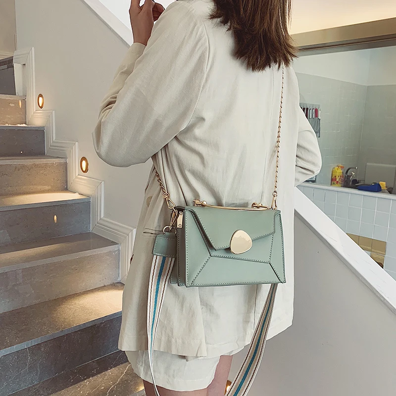 Новые сумки через плечо из искусственной кожи контрастных цветов для женщин 2020