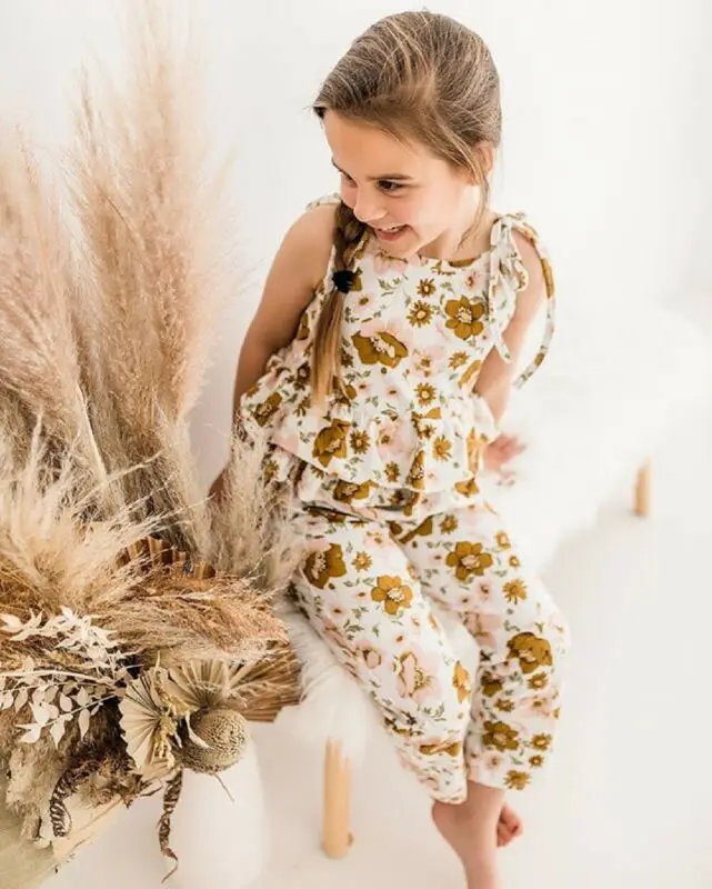 Одежда для новорожденных и маленьких девочек комбинезон с цветочным рисунком