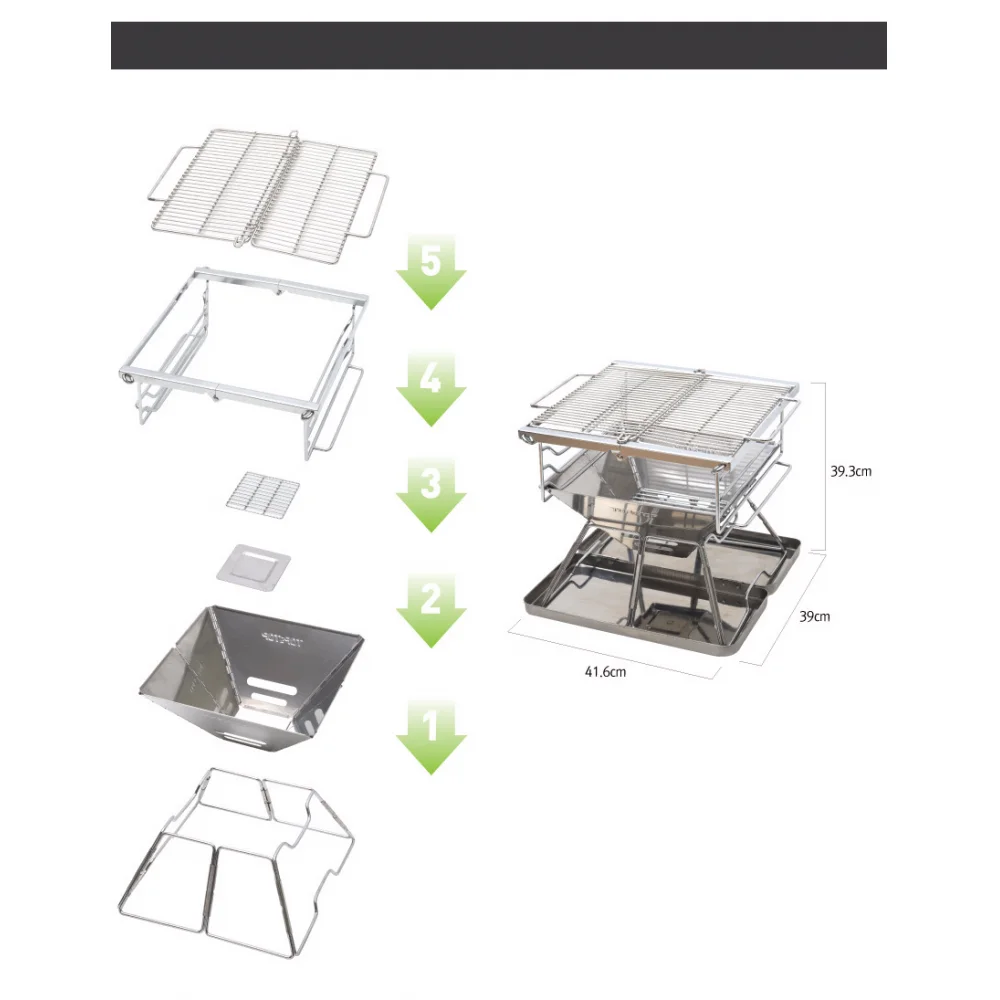 

Non-Stick Surface Folding Barbecue Grills Stainless Steel Foldable Barbecue Grill 41*39*39cm Portable Stainless Steel Bbq Grill