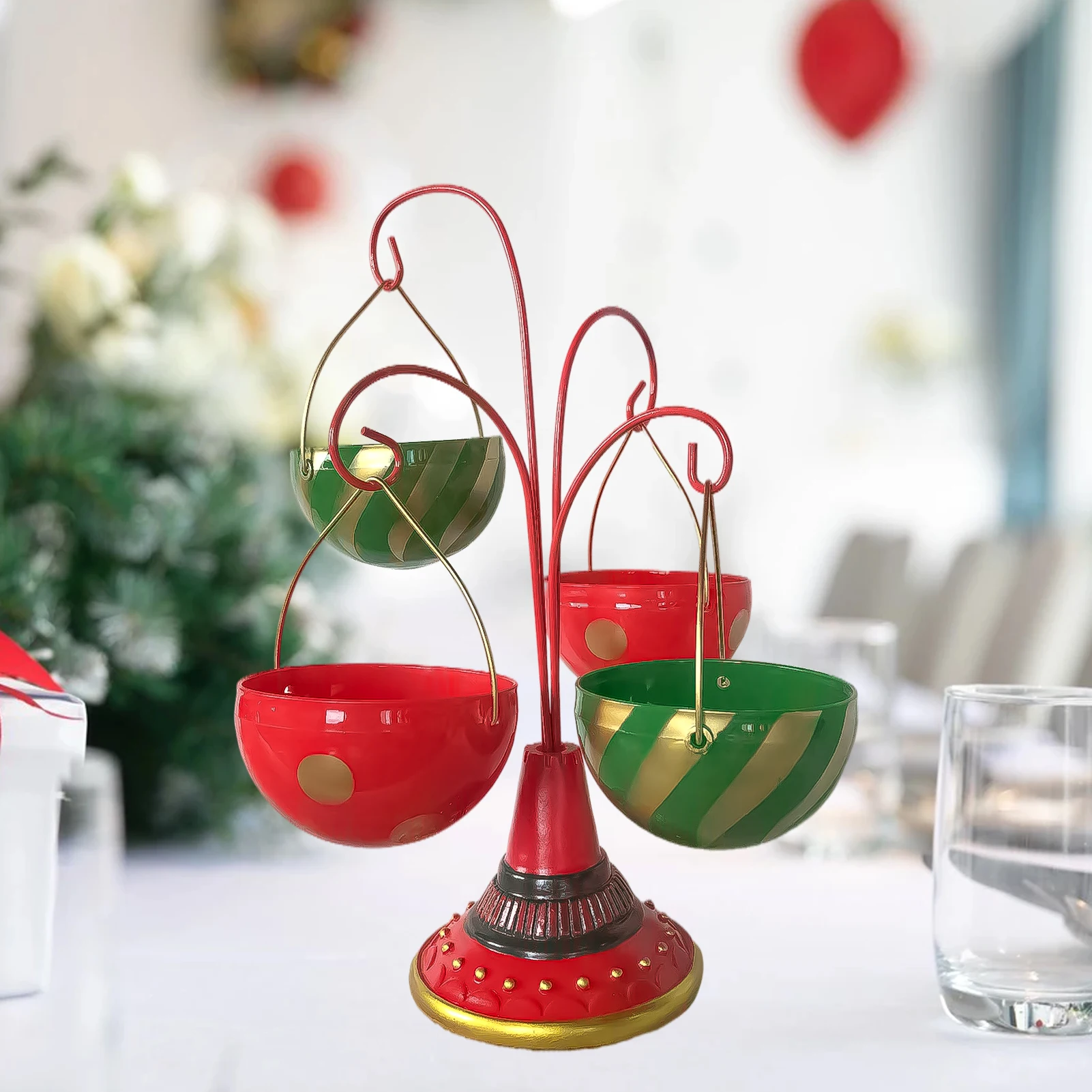 

Snack Bowl Rack Christmas Snacks Candy Biscuit Snack Service Rack-Four Bowls Christmas Party Decoration Fruit Plate