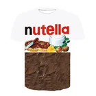 Футболка с забавным изображением гамбургера Нутеллы, еды, 3D принтом, картофеля фри, модная футболка с коротким рукавом, мультяшная футболка с круглым вырезом, 2021