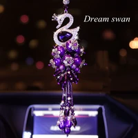 car accessories interior decoration ornaments handmade products hanging parts diamond crystal swan girl women gift car pendant