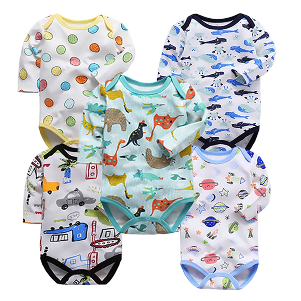 5 шт./компл. детские комбинезоны из хлопка, Roupas Menino новорожденных Одежда для девочек с длинными рукавами; комбинезоны для девочек Комбинезон infantis Комплекты одежды - Цвет: 4