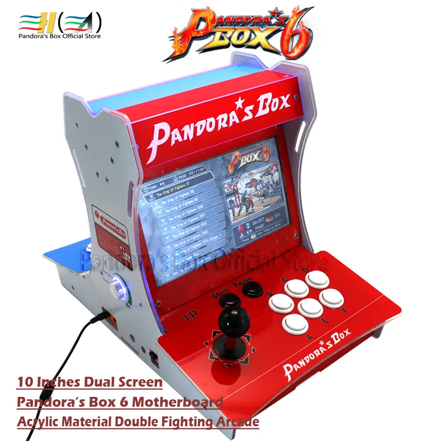 Pandora Box 6 пластиковый бартоп 2 игрока мини аркадная машина 10 дюймов двойной экран Двойная Боевая игровая консоль Аркада 3d игра