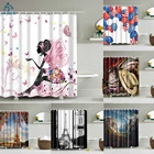 Европейский стиль, Парижская башня, Ретро стиль, флаг, ванная комната, занавеска для душа, водонепроницаемый полиэстер, занавеска для ванной с крючками