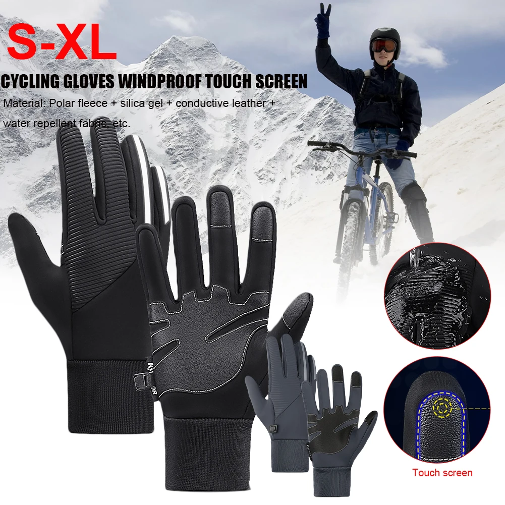 

Autumn Winter Warm Gloves Touch Screen Unisex Waterproof Thermal Reflective Ski Snowboard Gloves Cycling Bicycle Sports Gloves