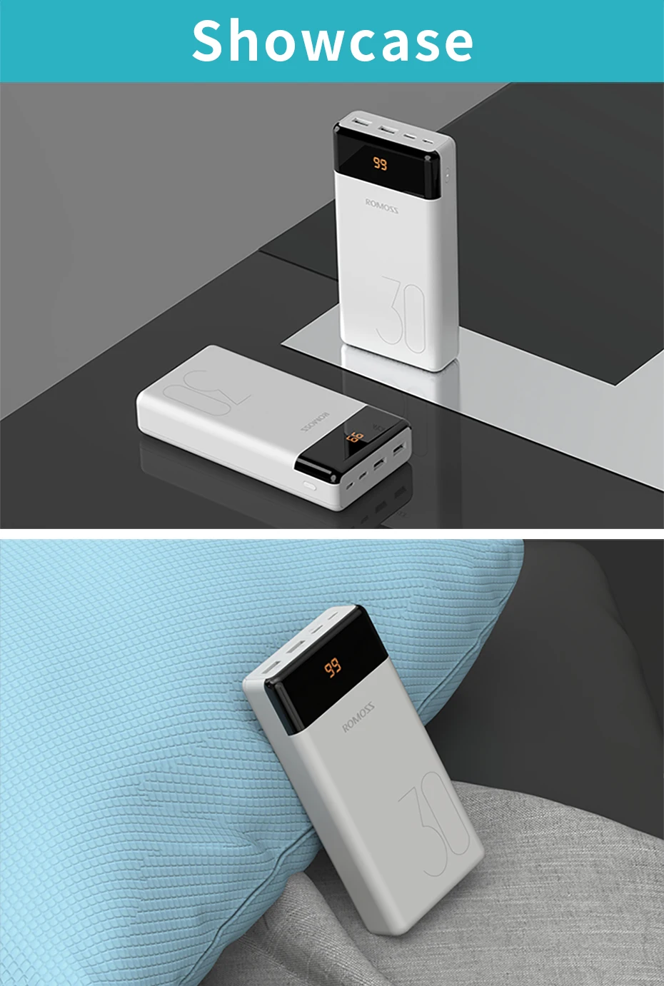 ROMOSS LT30 внешний аккумулятор 30000 мАч usb type C 30000 мАч Внешний аккумулятор зарядное устройство для iPhone 11 для Xiaomi повербанк