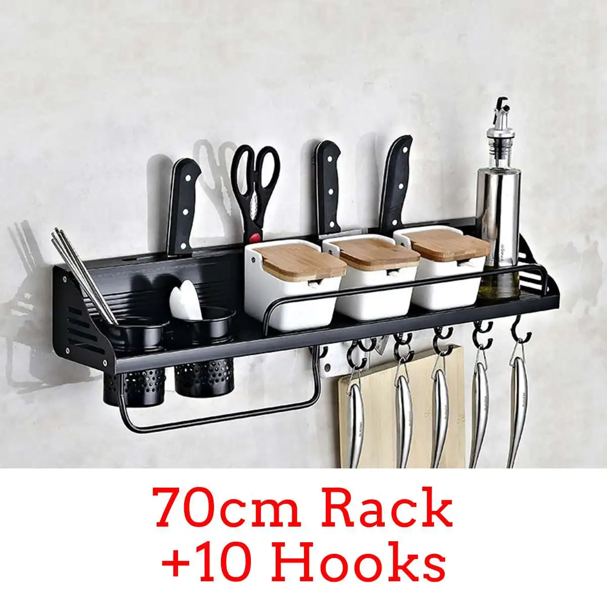 wall mount spice racks aluminum kitchen organizer storage shelves utensil spoon hanger hook kitchen gadgets accessories supplies free global shipping