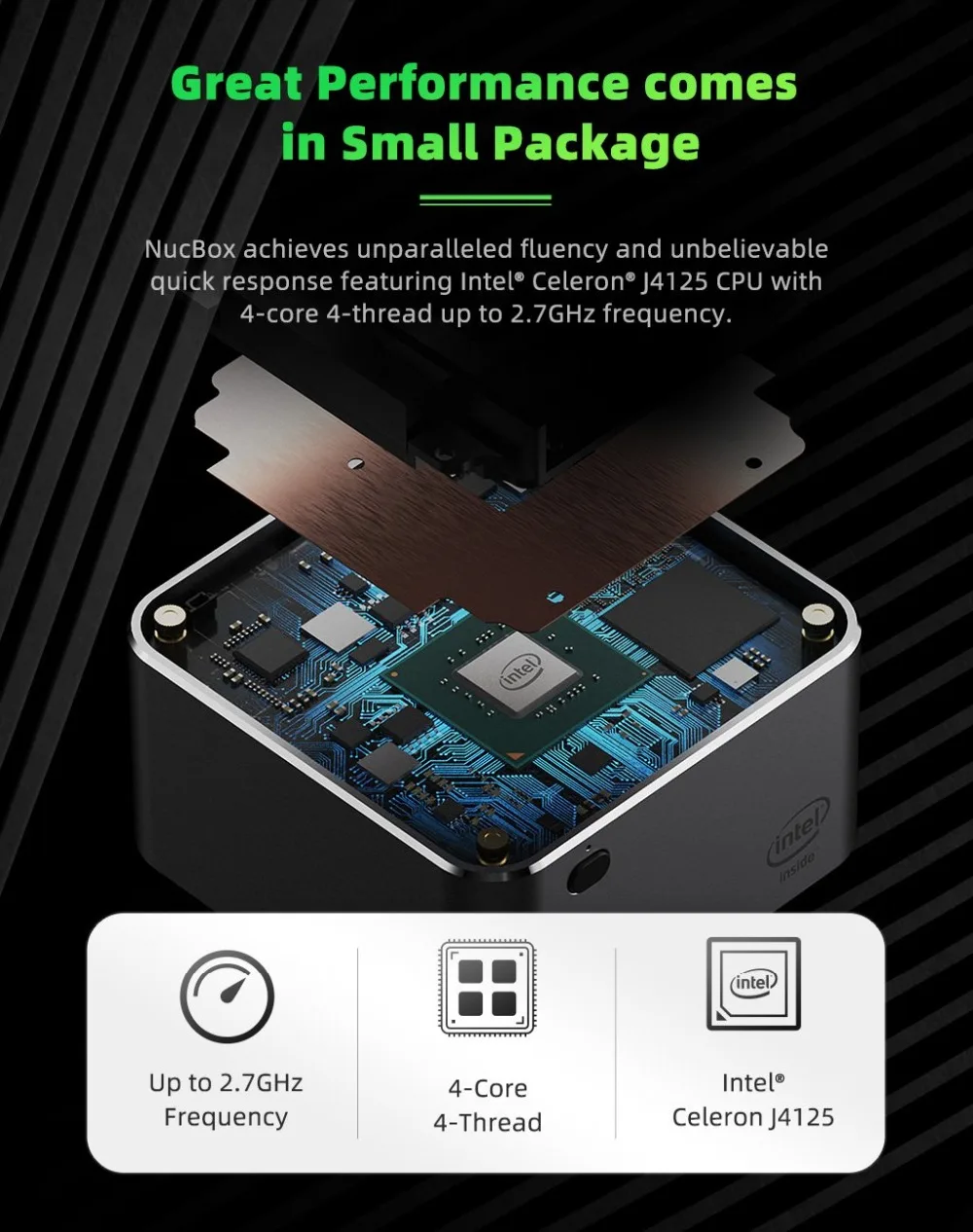 Портативный ПК с ОС Windows 10 коробка Intel Celeron J4125 4 ядра LPDDR4 8 Гб Оперативная память 128