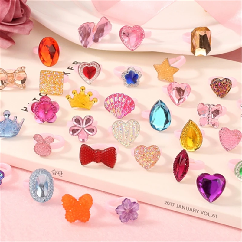 

36pcs Shiny Adjustable Diamond Rings With Box Fixed Style For Girls Perfect Gift Xmas Birthday Prize