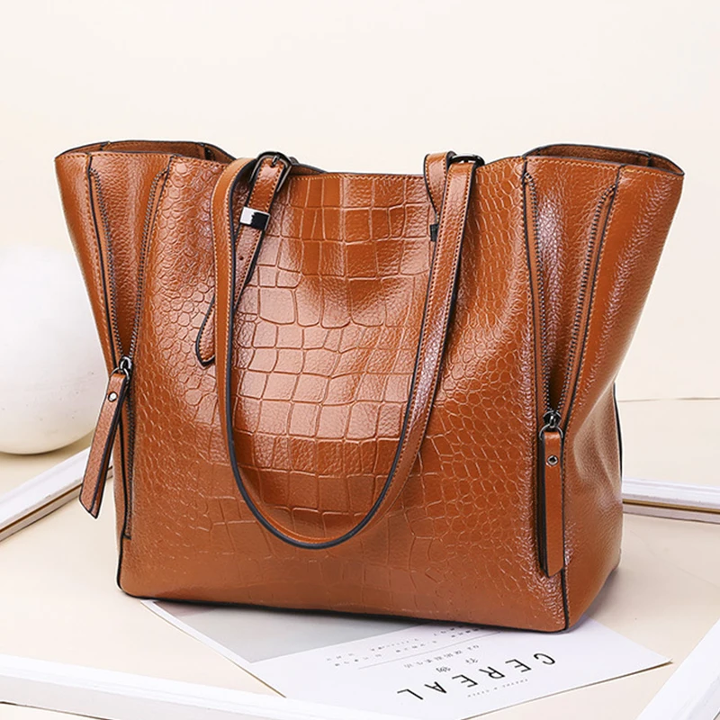 

Women Leather Handbag Designer Luxury Shoulder Bags Ladies crocodile pattern Hand Bags multi-function Fashion big bags women bag