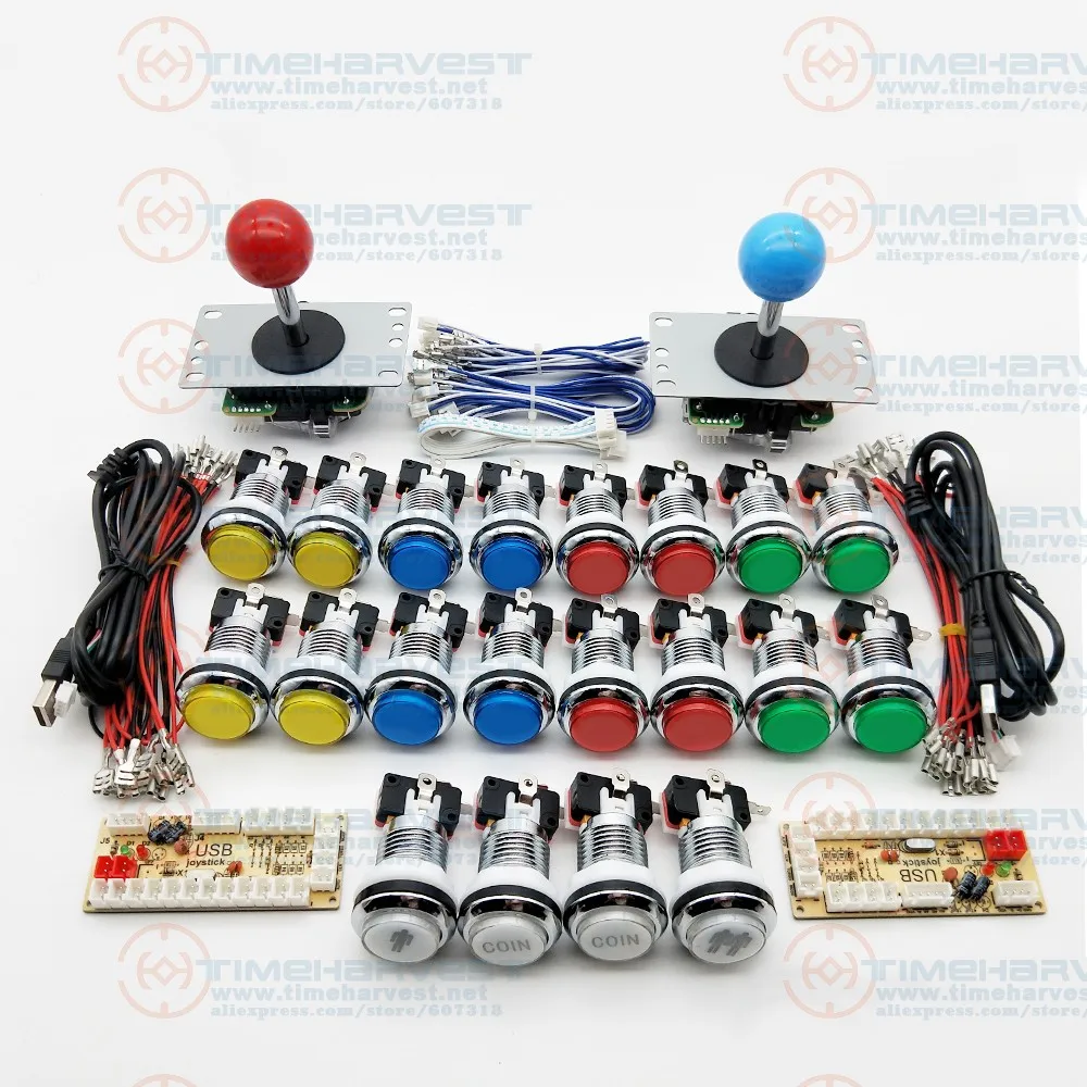 Аркадный шкаф Zero Delay DIY kit для 5 в светодиодный хром кнопочный SANWA Джойстик 1 и 2