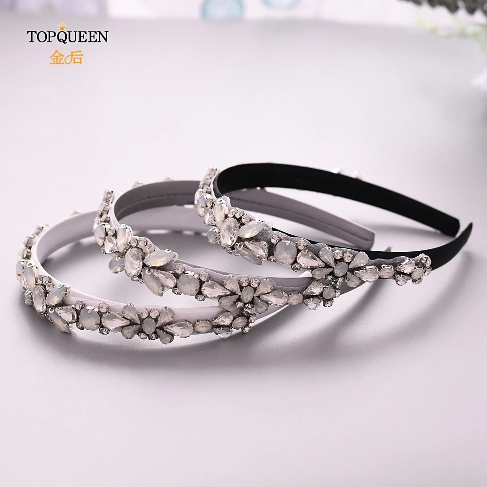 TOPQUEEN S384 D Свадебные Стразы с опалом аксессуары для волос барокко обруч свадебная