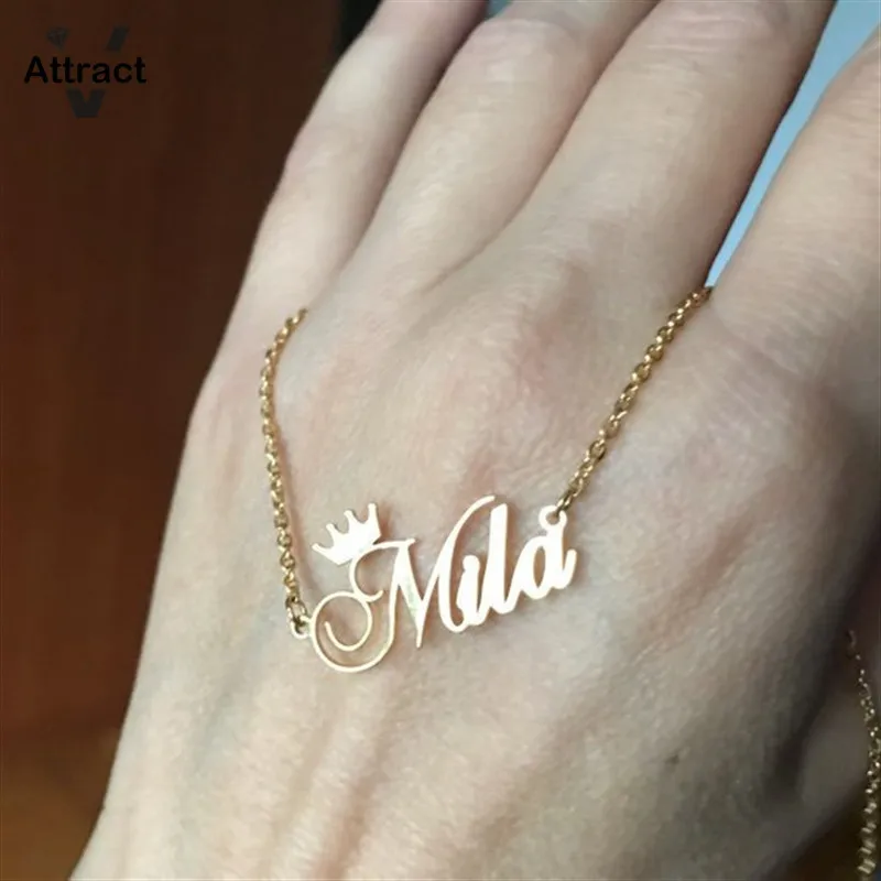 Рождественский Подарок Золотое имя кулон ожерелье для женщин мужчин ювелирные