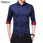 Мужская рубашка TFETTERS, с длинными рукавами, не требует глажки, в цветочек, новинка размера плюс, мужская деловая рубашка, импорт из Китая