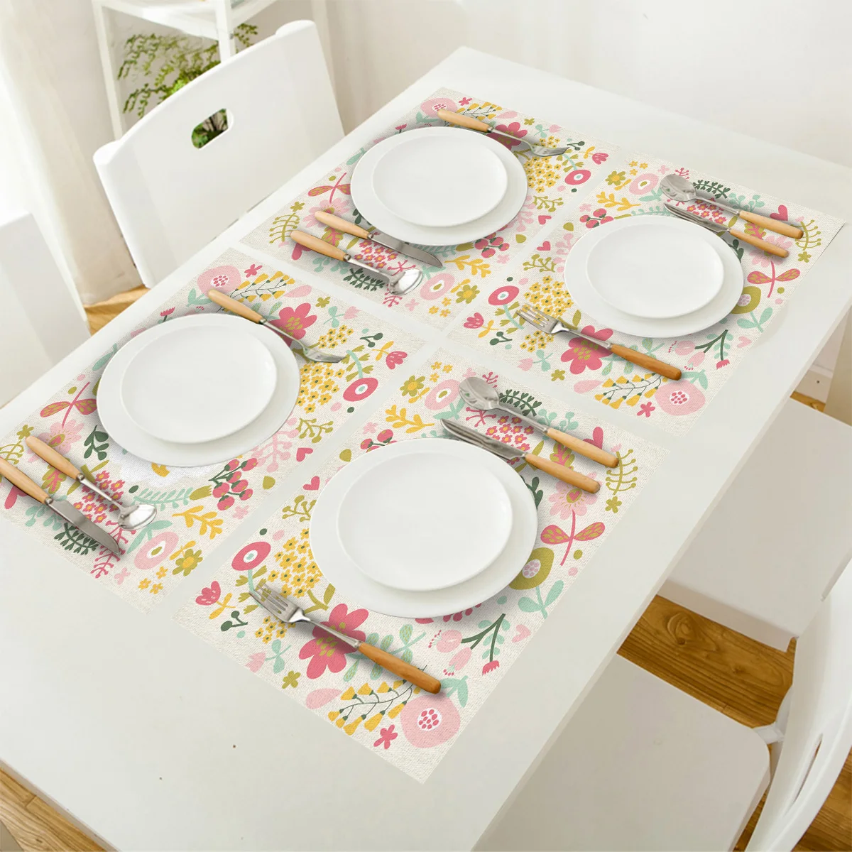 4/6 шт. салфетки Пасхальный Кролик Цветы Листья обеденный Настольная дорожка