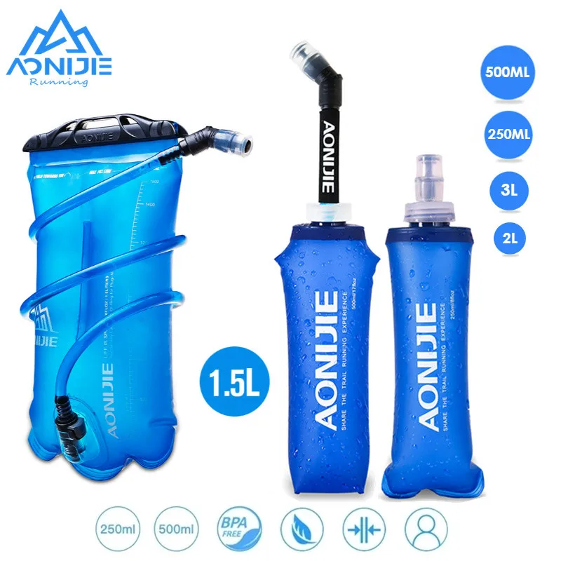 AONIJIE Soft Flask Water Bottle Bladder Folding Collapsible Water Bags TPU Free Running Hydration Pack Waist Bags SD09/10 500ml
