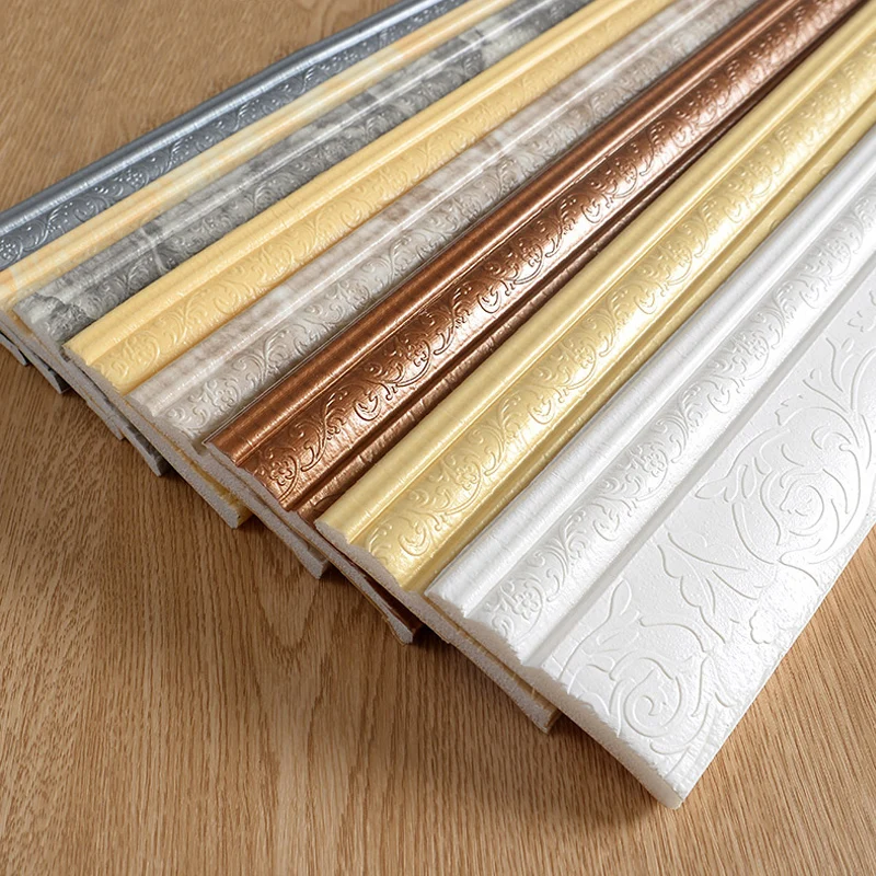 Самоклеящаяся 3d наклейка на стену белый пол угловая линия пенопластовый узор из