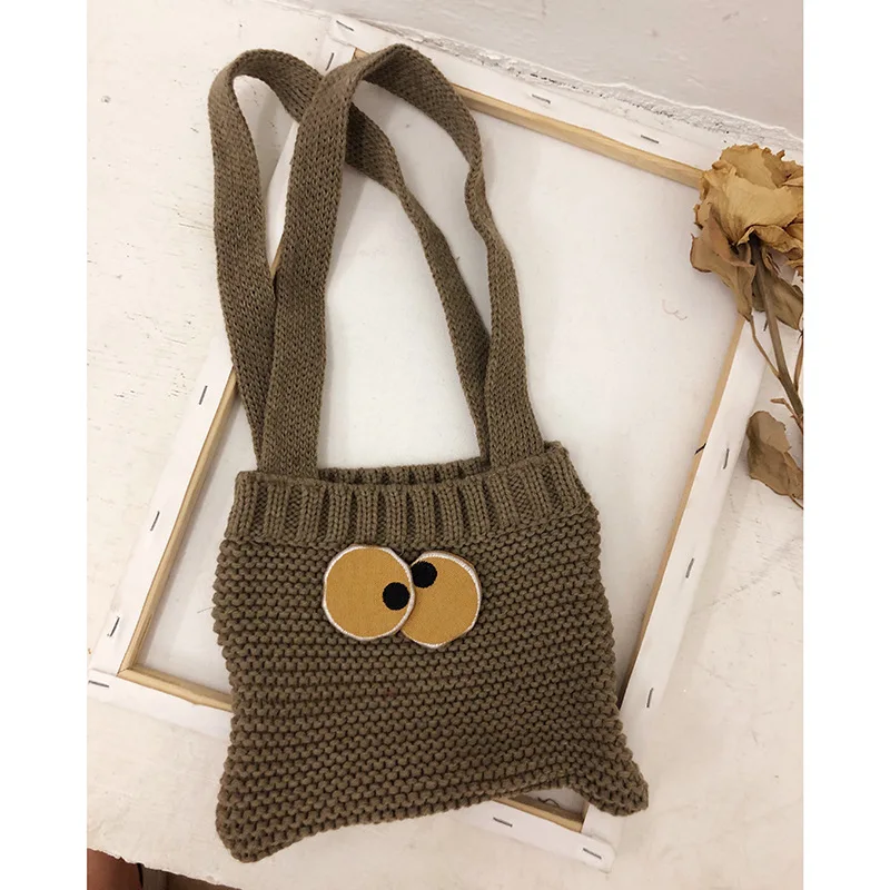 Детская вязаная сумка Корейская мультяшная сумка-мессенджер с большими глазами