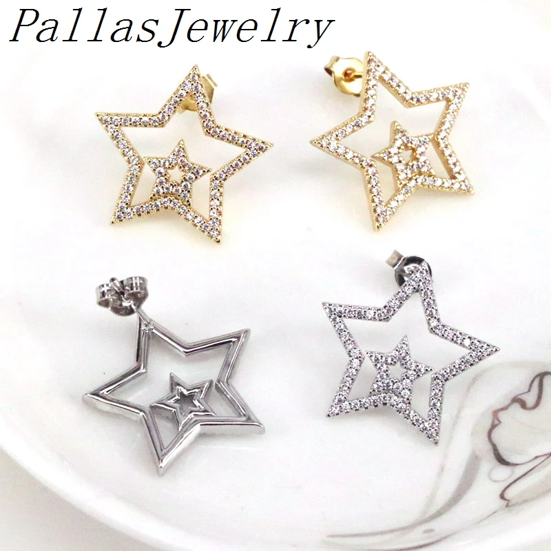 

5Pairs, Gold-color Piercing Studs Star Pendientes 2021 Trend Women Jewelry CZ Stud Earrings For Woman
