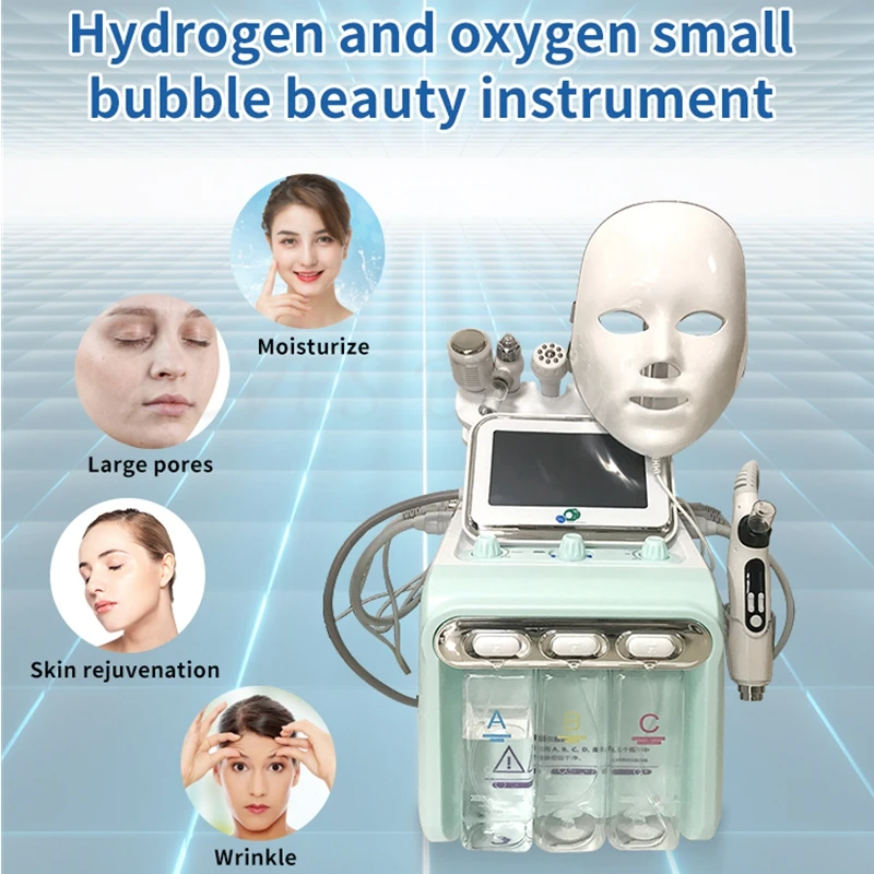 8 in 1 H2O2 Hydrogen Oxygen Small Bubble Beauty Machine Face Lifting Dermabrasion Device Deep Cleansing Skin Scrubber Facial Spa