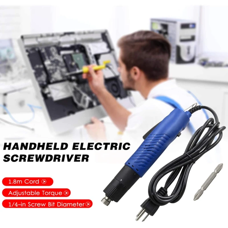 

Handheld Corded Electric Screw Driver Adjustable Torque 1/4-inch Screw Bit Repair Tool
