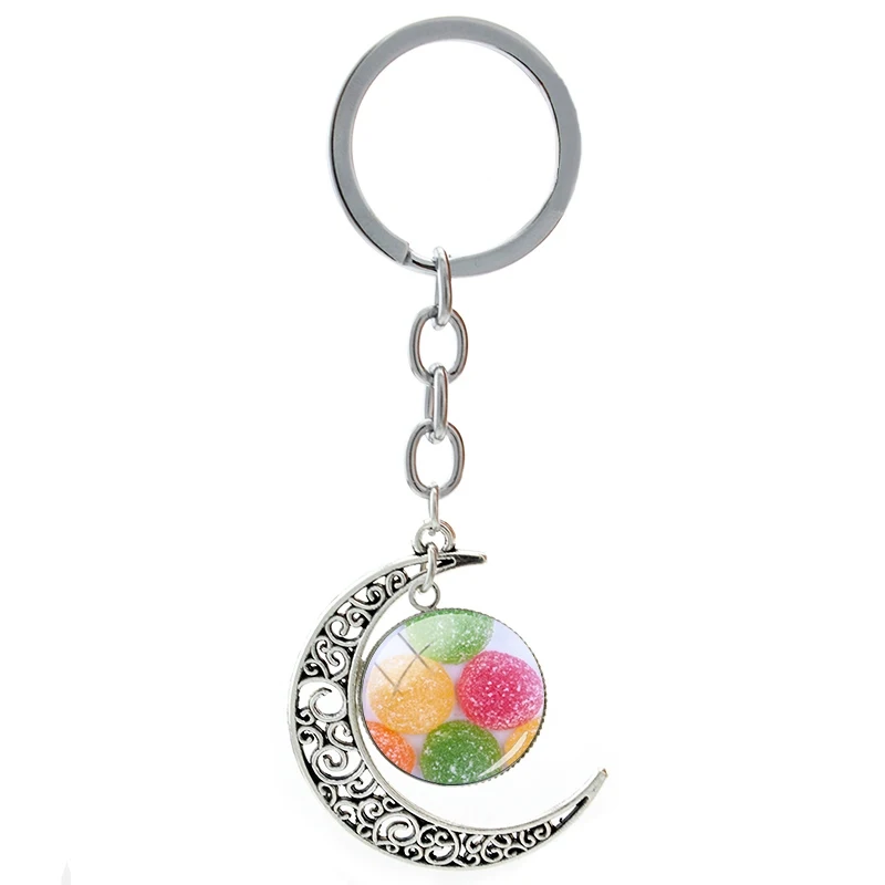 

Q Soft Candy Picture Keyrings Sweet Food Theme Fashion Glass Dome Keychain New Gifts For Lovers Dropshipping Hot