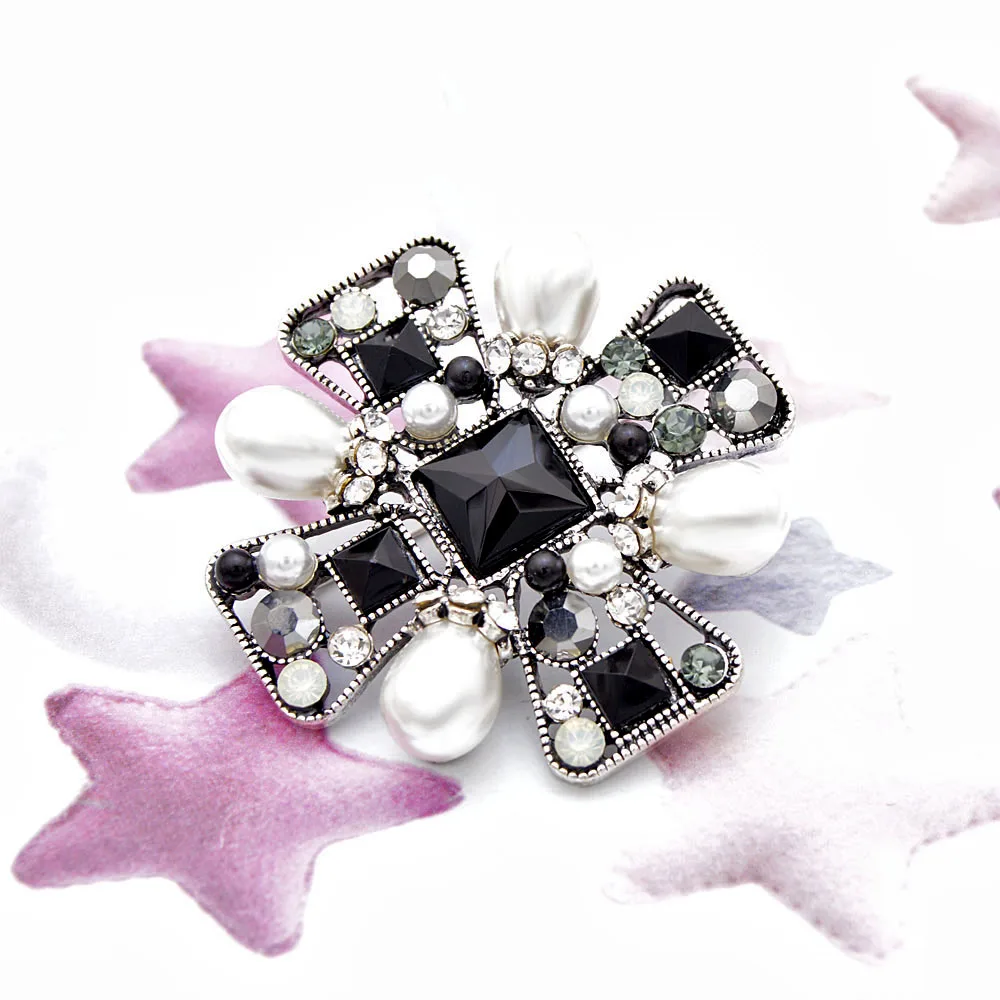 Женская брошь в стиле барокко в виде креста CINDY XIANG, винтажное украшение в виде креста с жемчугом и стразами, модный аксессуар для пальто, жакета, платья, блузки, отличный подарок