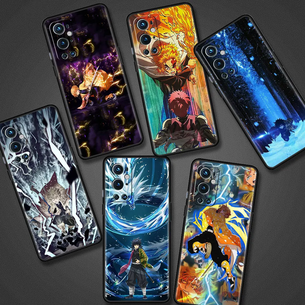 mobile phone case for oneplus 8t 8 nord n10 5g n100 ce n200 2 7 7t 9 pro 9r z soft tpu cover demon slayer anime shell coque free global shipping