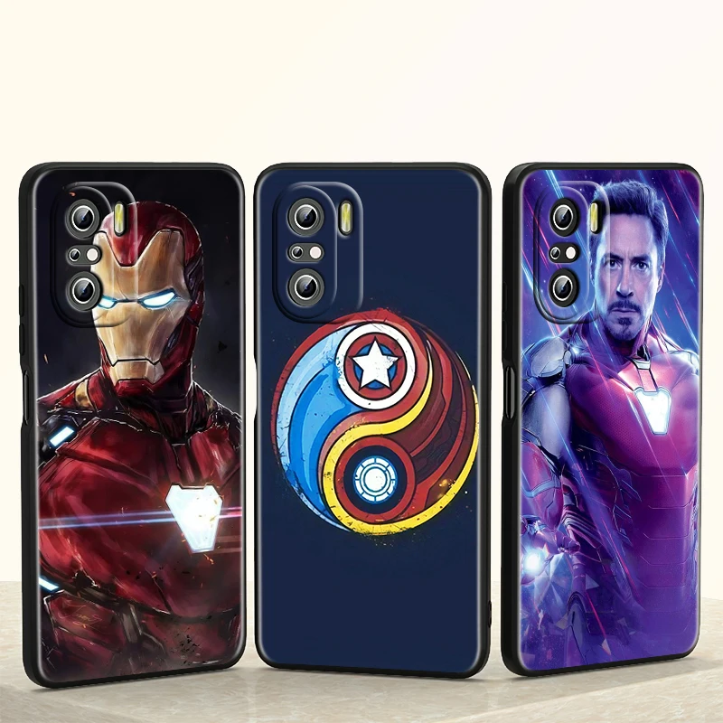 

Marvel Avengers Iron Man For Redmi K40 30S 30T 30i 20 S2 GO Pro Ultra Gaming Redmi 10T Silicone Soft Black Phone Case