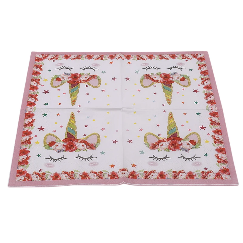 12 шт./компл. Единорог Бумага салфетка вечерние с бантом для свадебной церемонии