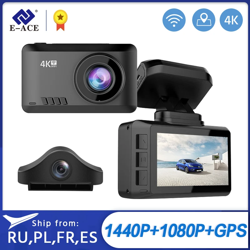 E ACE Mini Автомобильный видеорегистратор 2 45 дюйма 4K 2160P FHD с ночным видением Wi Fi и GPS G