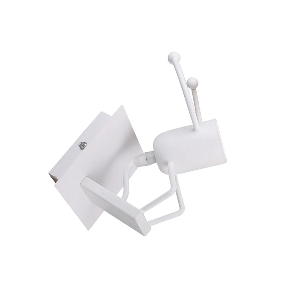 

LemonBest Wall lamp Living Room Bedroom Creative Simple Small Iron Man Creative Children's Wall Lamp Vintage Iron Cartoon Lamp