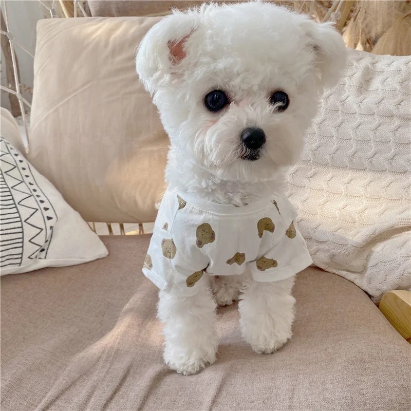 

Summer Dog Tshirt for Small Medium Dogs Kawaii Korea Bear Print Pet Dog Vest Pomeranian Yorkie Chihuahua Cooling Shirt for Puppy