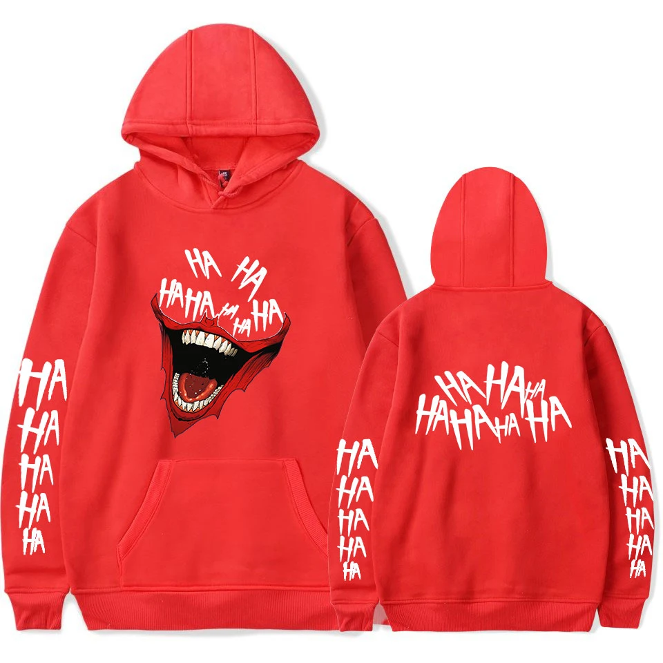 

HaHa Joker Hooded Long Sleeve Letter Print Sweatshirt Hoodie Women/Men Spring Autumn Clothes Harajuku 2021 New Hip Hop Hoodie